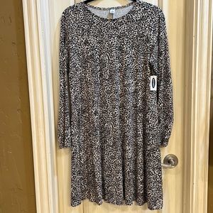 Old Navy long sleeve animal print swing dress size M NWT